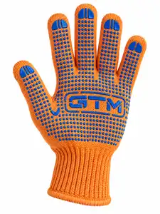 Рукавички трикотажні помаранчеві з ПВХ крапкою ТМ GTM 5612